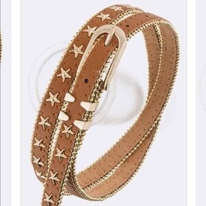 Camel Brown Tan Gold Studded Star Dress Jean Belt
